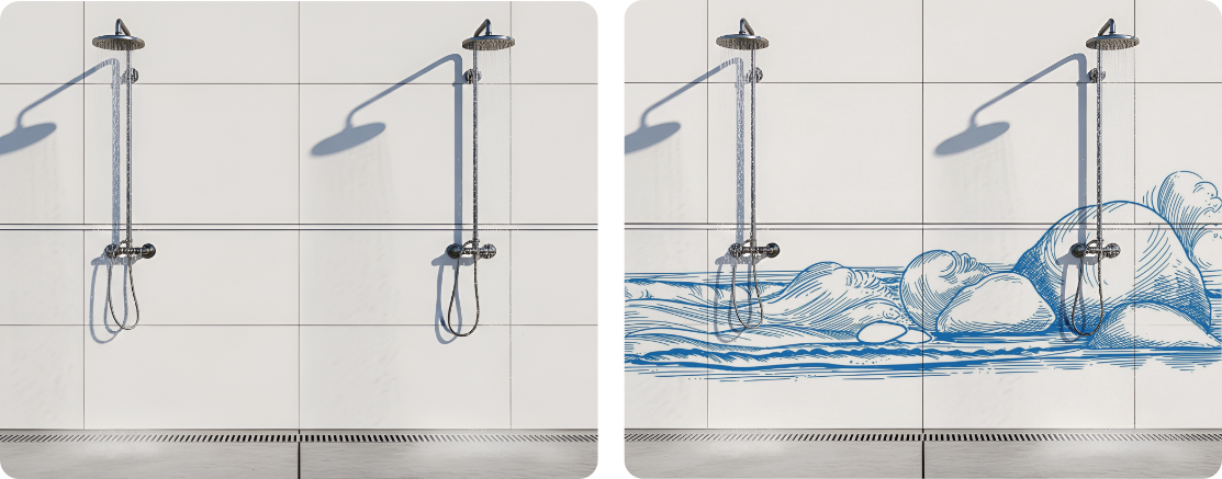 Shower Area Wall Design | Custom Tile Illustration Print